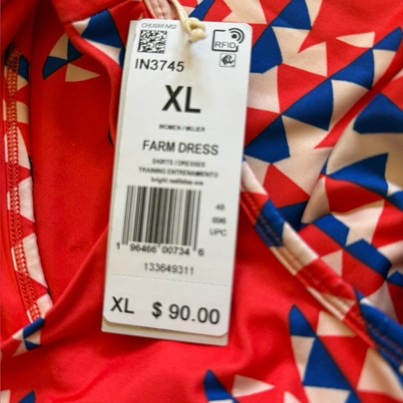Adidas Farm rio sz XL Red Geometric Women's Dress - Picture 4 of 5